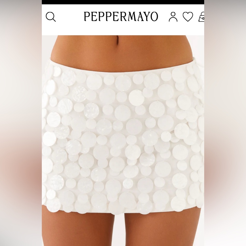 Peppermayo Cream Sequin Bubble Mini Skirt